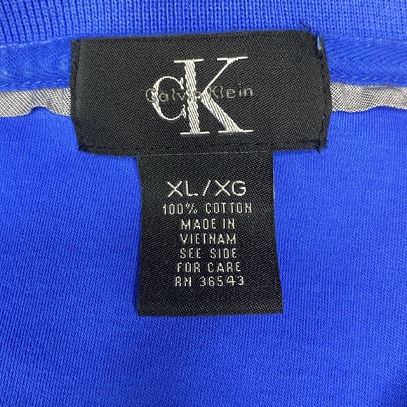 Calvin Klein Collared Polo Shirt in 100% Blue Cotton (sz XL) - Picture 5 of 5